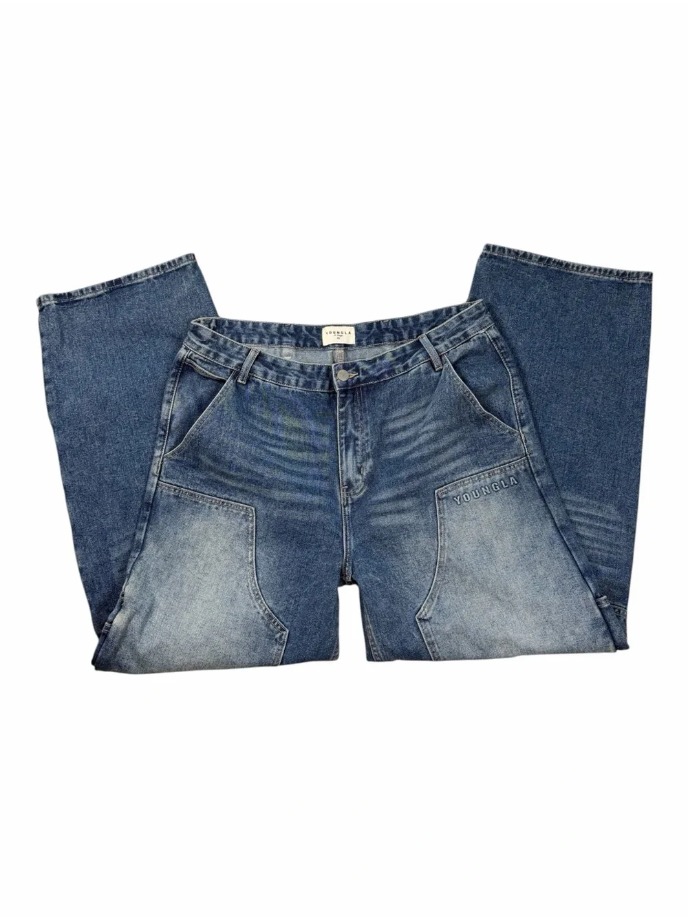 YoungLA 6015 Double Knee Carpenter Baggy Workwear Jeans Utility Denim 37x30.5 XL